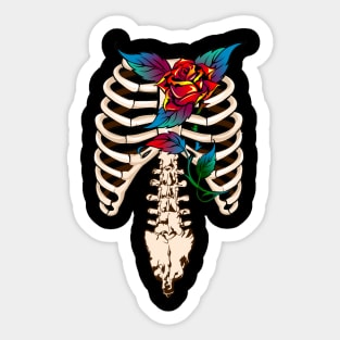 Skeleton and Rose Sticker